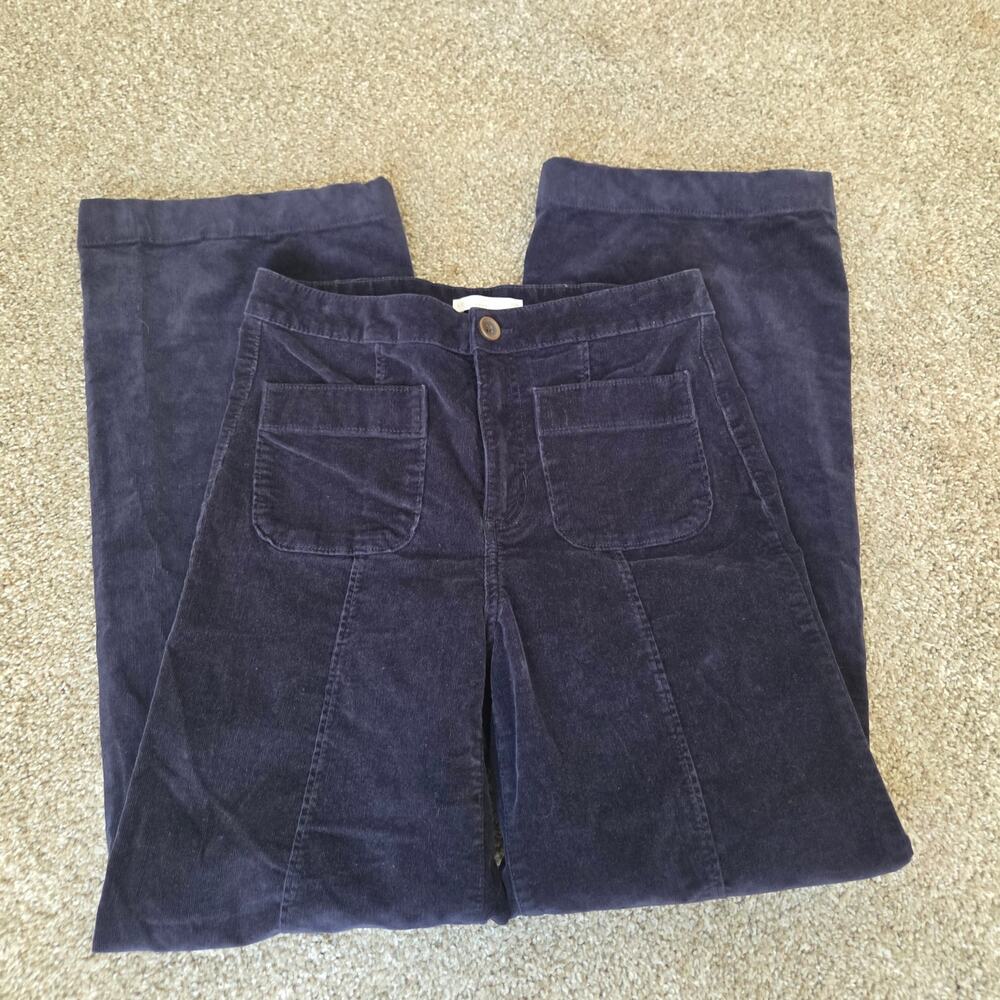 Lauren Conrad Dark Navy Blue Wide Leg Pants Front Patch Pockets Women 8